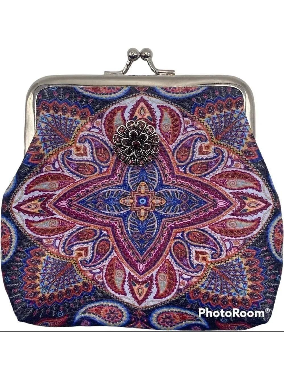 Blue & Red Paisley Snap Jewelry Change Purse with & Burgandy Floral Snap! VIDEO!